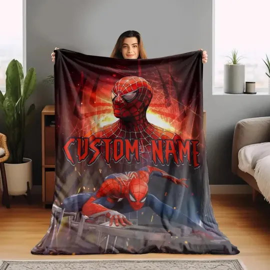 Discover Disney Marvel Spider Man Superhero Posing Customize Fleece Blanket