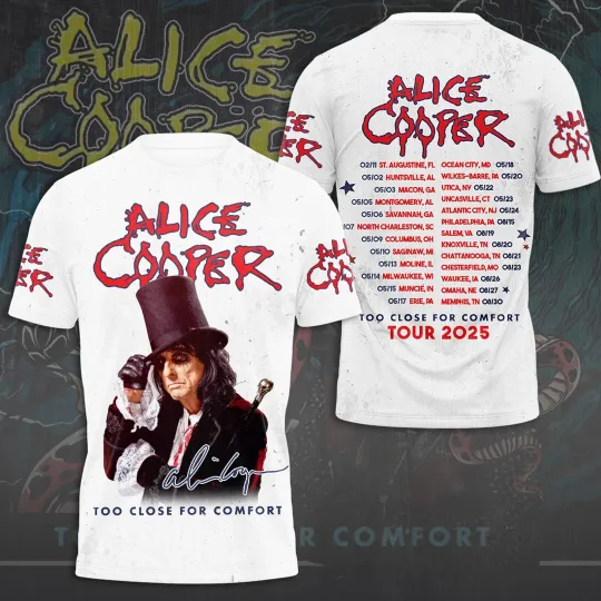 Alice Cooper Too Close for Comfort Tour 2025 Licensed Fan T-Shirt