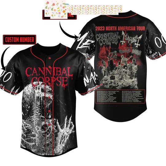 Discover Cannibal Corpse 2023 North American Tour Personalized Baseball Jersey