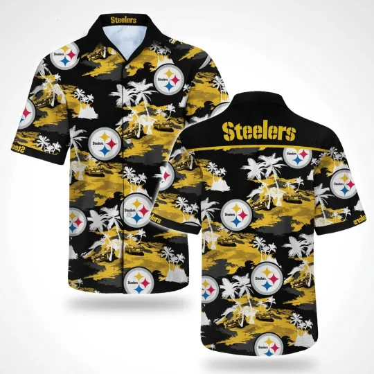 Discover Pittsburgh Steeler Tropical Camo Hawaiian Shirt