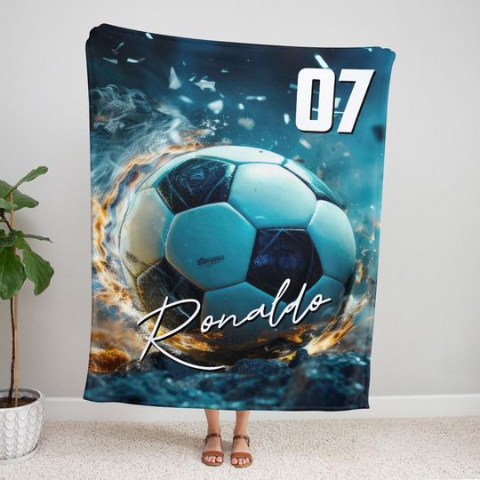 Discover Personalized Soccer Blanket, Custom Name & Number Soccer Blanket