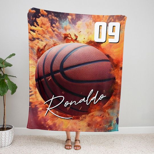 Discover Personalized Basketball Blanket, Custom Name & Number Basketball Blanket