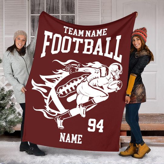 Discover Personalized Football Team Name Blanket, Custom Name & Number Football American Blanket