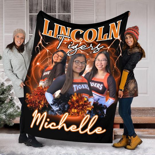 Discover Custom Cheerleader Photo Collage Blanket, Personalized Cheer Name Blanket, Sport Blanket