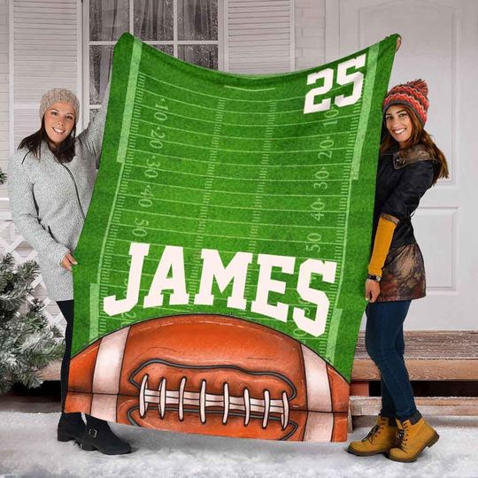 Discover Customized American Football Player Blanket, Custom Name & Number Football Blanket