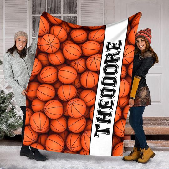 Discover Personalized Basketball Player Blanket, Custom Name Basketball Blanket, Sport Blanket