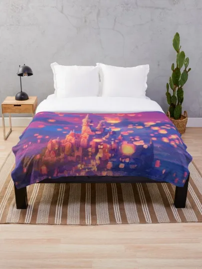 Discover Disney Mickey Mouse Magic Kingdom Lanterns Floating Cozy Fleece Blanket