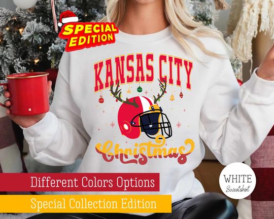 Discover Kansas City Christmas Sweatshirt, Special Kansas City Football Game Day Hoodie,  Xmas Holiday Kansas City Fan Gift, Christmas Game Day Shirt