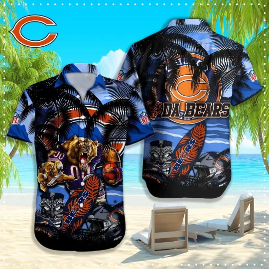 Discover Chicago Bears Fierce Tiki Hawaiian Shirt aloha baseball fan shirt