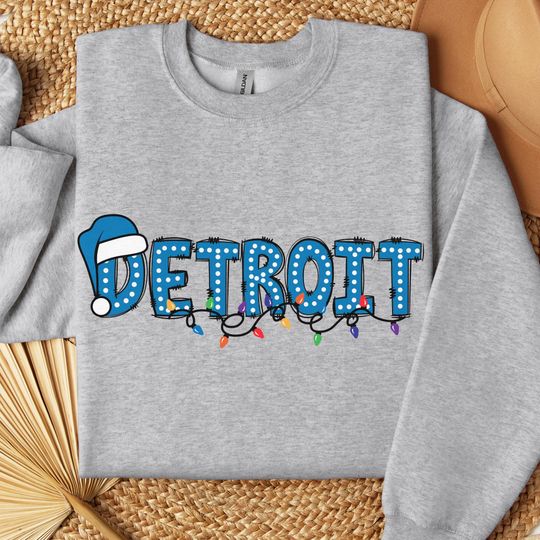 Discover Detroit Christmas Sweatshirt Holiday Detroit Crewneck Xmas Detroit Sweatshirt Detroit Sweatshirt Women Christmas Detroit Football Sweatshirt