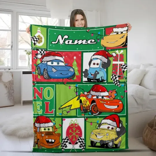 Discover Disney Cars Movie Lightning Mcqueen Christmas Customize Fleece Blanket