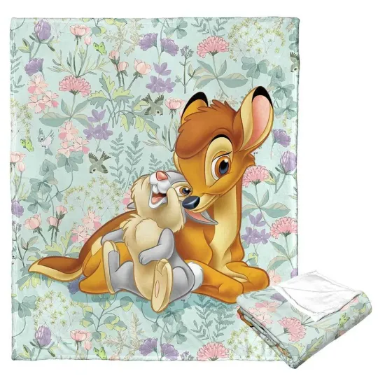Discover Disney Bambi 80th Celebration "Botanical Duo" Blanket, Cartoon Fleece Blanket