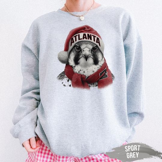 Atlanta Falcons Christmas Sweatshirt: Hand-Drawn Santa Hat Pullover