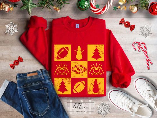 Discover Vintage Chiefs Christmas Kansas City Football Sweatshirt, Gift for KC Football Fan, Christmas Day Football Sweatshirt for Men Women, Xmas KC