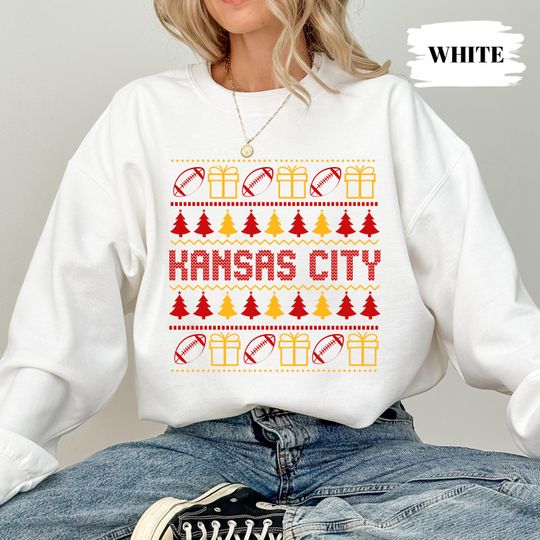 Discover Kansas City Christmas Sweatshirt, Kansas City Football Team Sweater, Game Day Sweater, Gift for KC Fan, Red Friday, Chiefs Tee