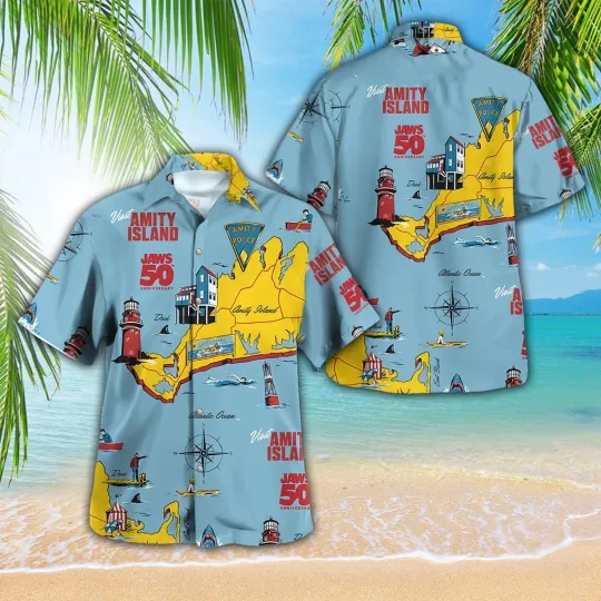 Discover Jaws Hawaiian Shirt 50th Anniversary
