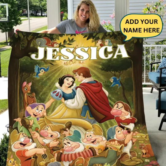 Discover Personalized Disney Snow White and Seven Dwarf Cartoon Mink Touch Fleece Blanket