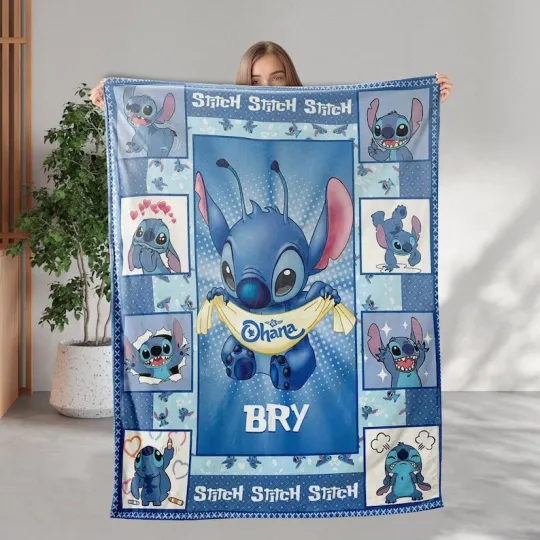 Discover Personalized Disney Stitch Blanket, Lilo & Stitch Blanket, Cute Stitch Blanket G