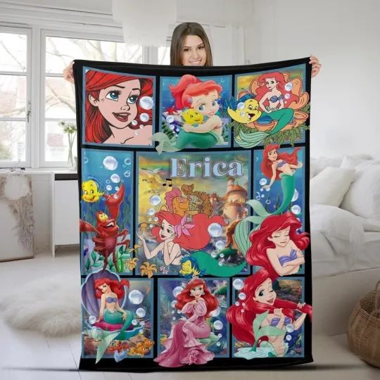 Discover Disney The Little Mermaid Ariel Princess Ocean Vibe Customize Fleece Blanket
