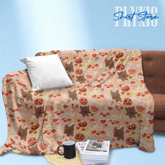 Discover Isaac Fleece Blanket, Cute Roguelike Video Game Throw, Gamer Bedding