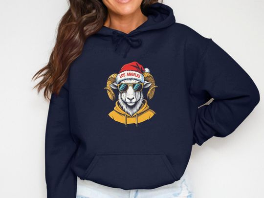 Discover Los Angeles Rams Santa Hat Hoodie: Funny Graphic Sheep - Unisex