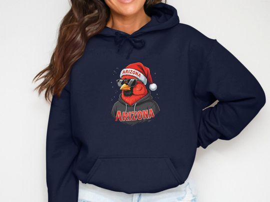 Discover Arizonna Cardinals Christmas Hoodie, Bird With Santa Hat, Cool Cardinal Hoodie, Arizonna Pride Holiday Sweatshirt, Novelty Bird Gift Idea