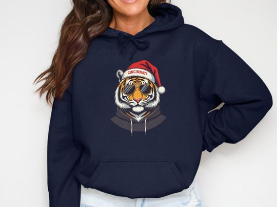 Discover Cincinnati Tiger Hoodie: Santa Hat, Sunglasses - City Pride