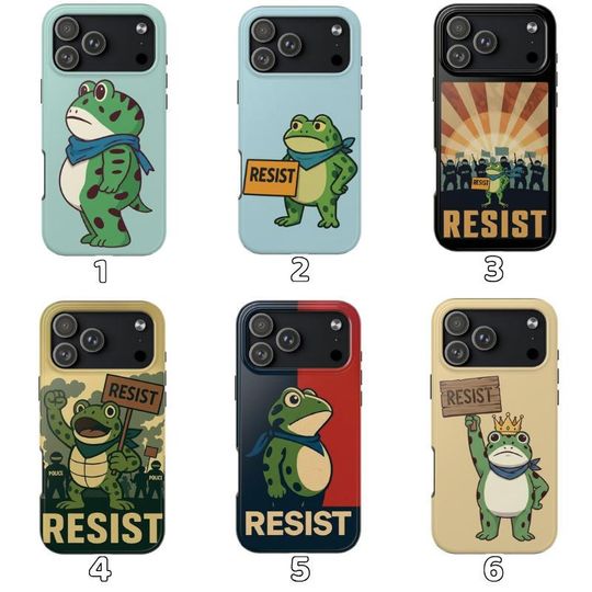 Discover Resist Frog Phone Case, 6 Style Anti Trump Protest Cover for iPhone Samsung Pixel, Bold Activist Gift, Dual Layer Cute Case