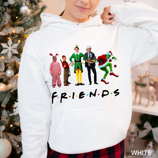 Discover Christmas Movies Friends Christmas Hoodie, Cozy Christmas Hoodie, funny character Hoodie and Sweatshirt,  Elf Sweatshirt and Hoodie, 140203