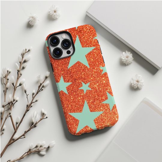 Discover Orange Glitter Stars iPhone Case: Trendy Sparkle Cover