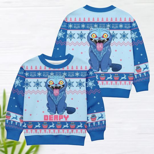 Discover Christmas Derpy Tiger Ugly Sweater, Blue Tiger Xmas Sweater, Demon Tiger Costume Sweater, Kpop Tiger Cosplay Outfit For Kid