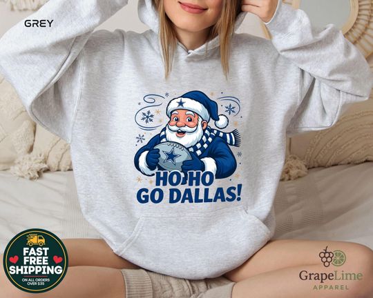 Discover Ho Ho Go Dallas Christmas Hoodie, Dallas Football Santa Sweatshirt  Funny Holiday Game Day Hoodie for Cowboys Fans