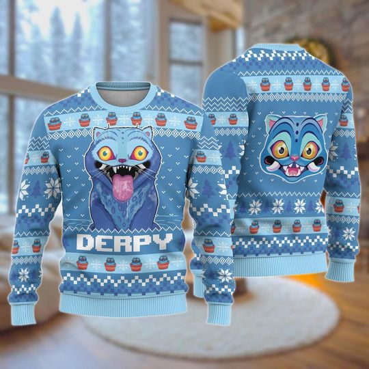 Cute Tiger Christmas Ugly Sweater, Blue Tiger Women’s Sweatshirt, Kpop Anime Kids Holiday Sweater