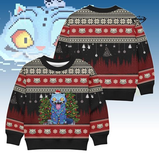 Discover Derpy Tiger Merry Christmas Sweater, Funny Ugly Christmas Sweater, Blue Tiger Christmas Sweater