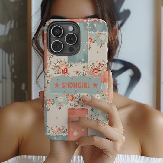 Discover Floral Patchwork Phone Case With Showgirl Design, iPhone 17 16 13 14 13 12 Pro Max Case, Samsung, Pixel, Magsafe, Personalized Gift For Her