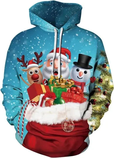 Christmas Hoodie – Santa Claus & Friends 3D Print Holiday Pullover