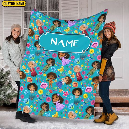 Discover Personalized Name Disney Family Encanto Blanket, Encanto Chibi Fleece Mink Sherpa Blanket