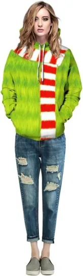 Discover Couple 3D Santa Print Hoodie Ugly Christmas Sweatshirt Pullover Top