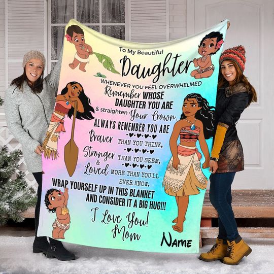 Discover To My Beautiful Daughter, Personalized Name Moana Princess Blanket