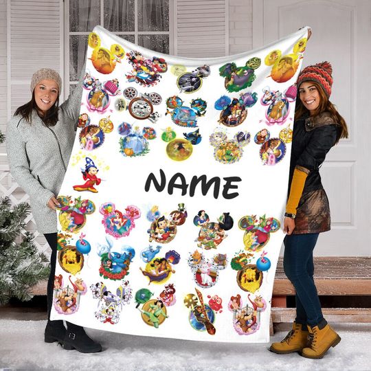 Discover Personalized Name Disney Characters With Mickey Ears Blanket