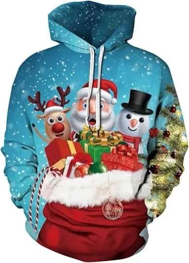 Discover Unisex 3D Ugly Christmas Hoodie Pullover Pocket Christmas Hoodie