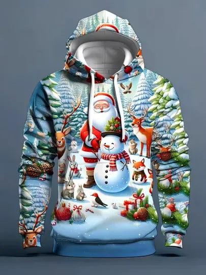 Joyful 3D Christmas Hoodie – Unisex Holiday Pullover, Festive Winter Streetwear