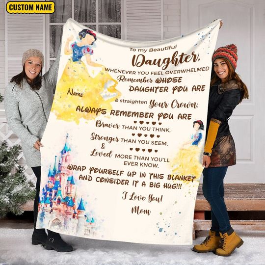 Discover To My Beautiful Daughter, Personalized Name Snow White Princess Blanket