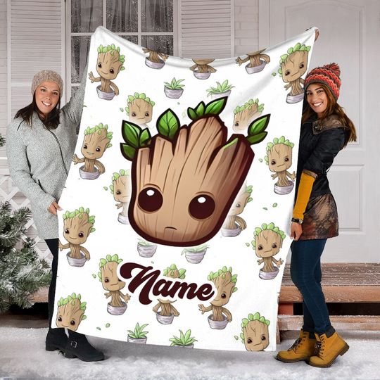 Discover Personalized Name Baby Groot Blanket , Guardians Of The Galaxy Blanket
