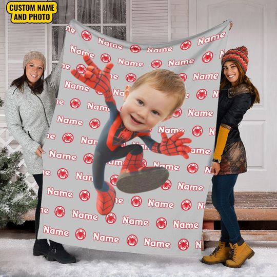 Personalized Photo Blanket, Custom Name Miles Morales Blanket