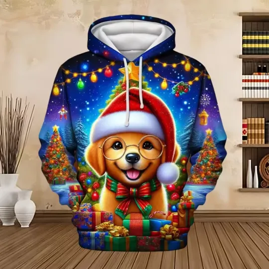Discover Cool Santa Smoking Christmas Hoodie 3D Print Funny Holiday Pullover Unisex