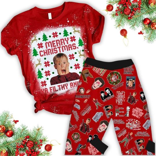 Home Alone Christmas Pajamas Set, Kevin Movie T-Shirt, Funny Matching Holiday Sleepwear, Christmas Tees