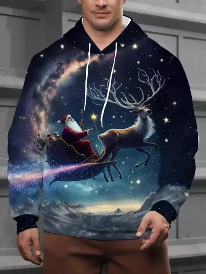 Discover funny character Face Christmas Hoodie 3D Print Funny Holiday Pullover Unisex