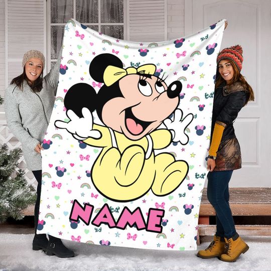 Discover Personalized Name Baby Disney Minnie Blanket, Family Throw Blanket,  Cute Minnie Fleece Mink Sherpa Blanket, Baby Shower, Birthday Gift