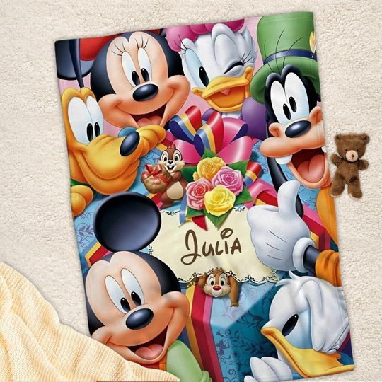 Discover Custom Name Mickey And Friends Blanket, Minnie, Daisy, Donald, Goofy, Pluto, Mickey Blanket, Disneyland Gift, Baby Shower Gift